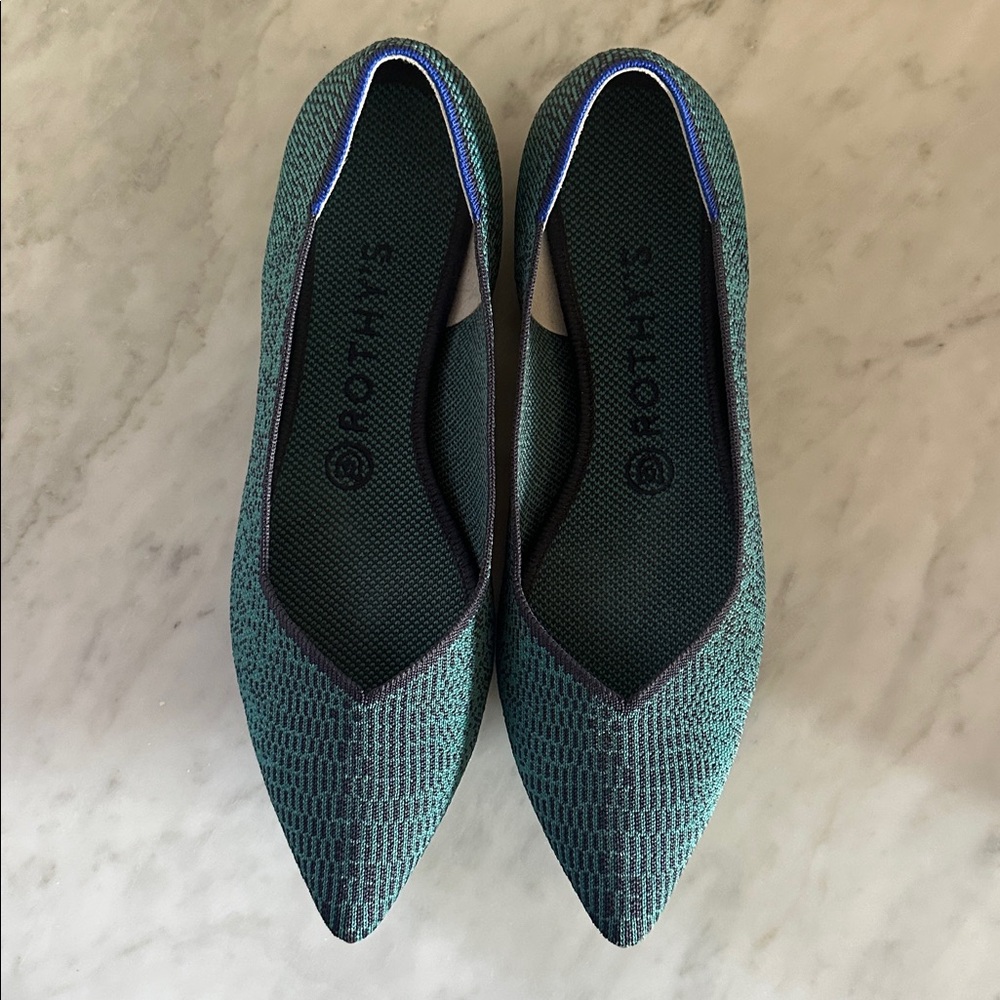 Rothy's Teal Patterned Flats